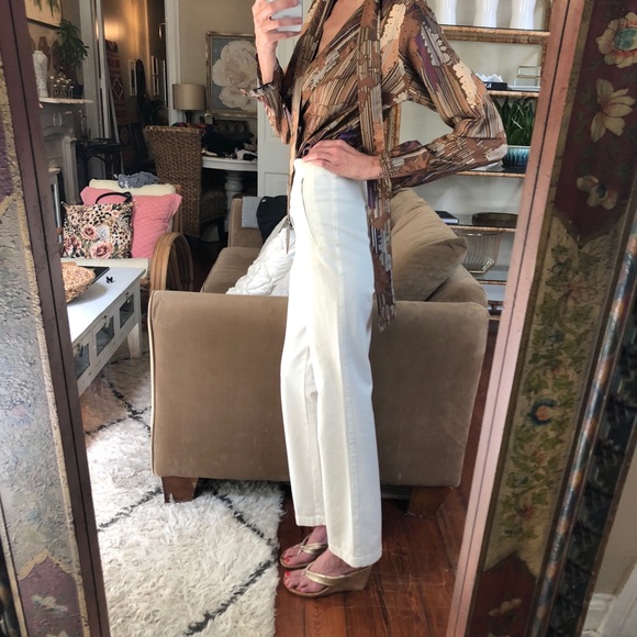Vintage white high waisted pants with zippers - Picture 2 of 7
